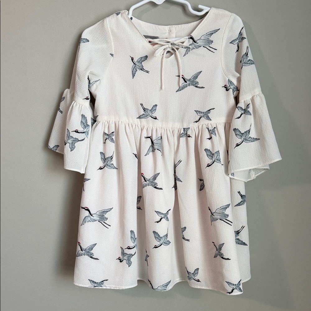 Pippa & Julie Cream Dress with Bird Print